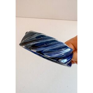 Vintage Blue Marbled Acrylic Resin Bangle Bracelet Chunky Twisted Statement